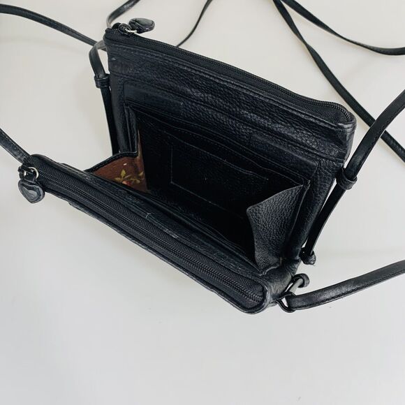 Brighton Crossbody Black Leather Wallet Center Organizer Alligator - Picture 4 of 11